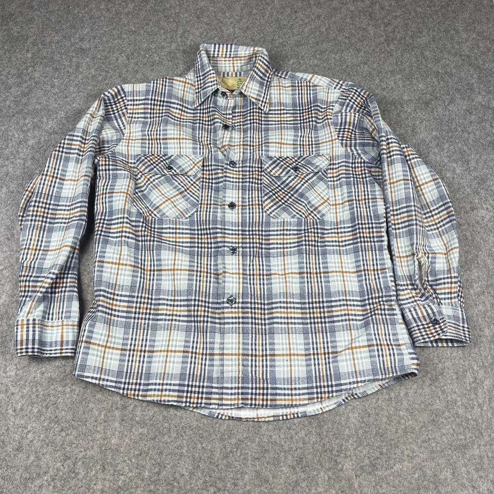 Vintage 70s Sears Fieldmaster Plaid Flannel Shirt Large Multicolor Workwear‎ USA